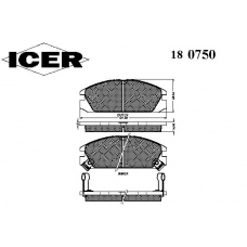 180750 ICER Комплект тормозных колодок, дисковый тормоз