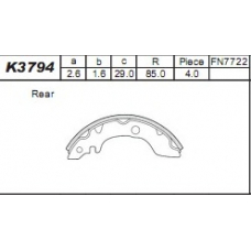 K3794 ASIMCO Комплект тормозных колодок