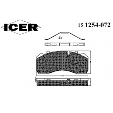 151254-072 ICER Комплект тормозных колодок, дисковый тормоз