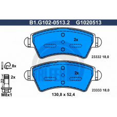 B1.G102-0513.2 GALFER Комплект тормозных колодок, дисковый тормоз