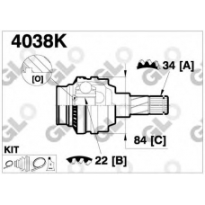 4038K GLO Шарнирный комплект, приводной вал