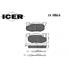 180864 ICER Комплект тормозных колодок, дисковый тормоз