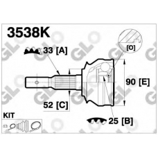 3538K GLO Шарнирный комплект, приводной вал