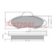 1170329 METZGER Комплект тормозных колодок, дисковый тормоз
