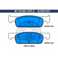 B1.G120-1157.2 GALFER Комплект тормозных колодок, дисковый тормоз