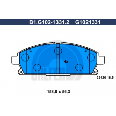 B1.G102-1331.2 GALFER Комплект тормозных колодок, дисковый тормоз