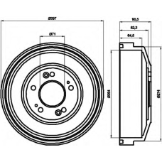 8DT 355 300-871 HELLA Тормозной барабан