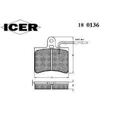 180136 ICER Комплект тормозных колодок, дисковый тормоз