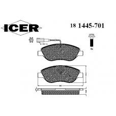 181445-701 ICER Комплект тормозных колодок, дисковый тормоз