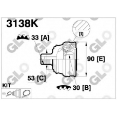 3138K GLO Шарнирный комплект, приводной вал