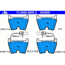 13.0460-4800.2 ATE Комплект тормозных колодок, дисковый тормоз