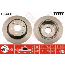 DF4431 TRW Тормозной диск