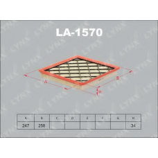 LA1570 LYNX La-1570 фильтр воздушный chevrolet cruze 1.6-1.8 09>, opel astra j 1.4-1.6 09>
