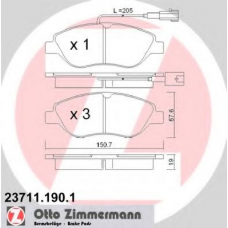 23711.190.1 ZIMMERMANN Комплект тормозных колодок, дисковый тормоз