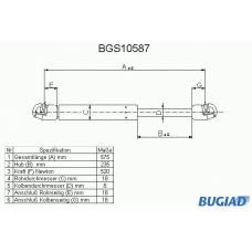 BGS10587 BUGIAD Газовая пружина, крышка багажник