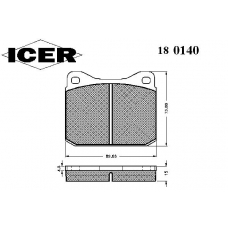 180140 ICER Комплект тормозных колодок, дисковый тормоз