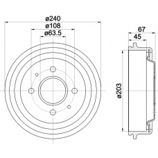 8DT 355 301-371 HELLA PAGID Тормозной барабан