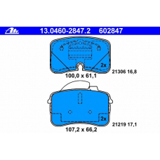 13.0460-2847.2 ATE Комплект тормозных колодок, дисковый тормоз