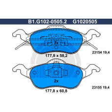 B1.G102-0505.2 GALFER Комплект тормозных колодок, дисковый тормоз