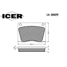 180009 ICER Комплект тормозных колодок, дисковый тормоз