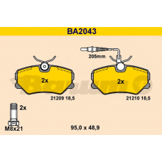 BA2043 BARUM Комплект тормозных колодок, дисковый тормоз