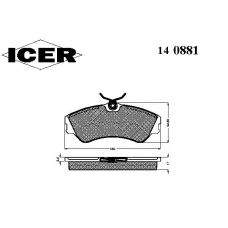 140881 ICER Комплект тормозных колодок, дисковый тормоз