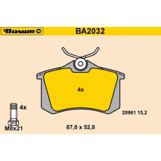 BA2032 BARUM Комплект тормозных колодок, дисковый тормоз