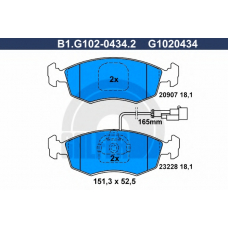 B1.G102-0434.2 GALFER Комплект тормозных колодок, дисковый тормоз