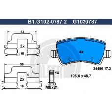 B1.G102-0787.2 GALFER Комплект тормозных колодок, дисковый тормоз