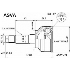 MZ-07 ASVA Шарнирный комплект, приводной вал