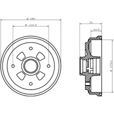 8DT 355 302-001 HELLA PAGID Тормозной барабан