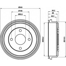 8DT 355 301-291 HELLA Тормозной барабан