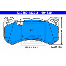 13.0460-4839.2 ATE Комплект тормозных колодок, дисковый тормоз