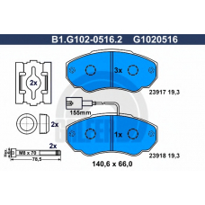 B1.G102-0516.2 GALFER Комплект тормозных колодок, дисковый тормоз