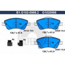 B1.G102-0988.2 GALFER Комплект тормозных колодок, дисковый тормоз