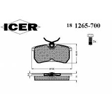 181265-700 ICER Комплект тормозных колодок, дисковый тормоз