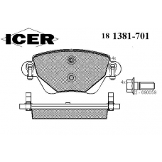 181381-701 ICER Комплект тормозных колодок, дисковый тормоз