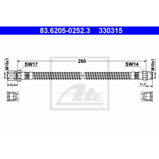 83.6205-0252.3 ATE Тормозной шланг