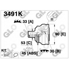 3491K GLO Шарнирный комплект, приводной вал