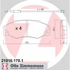 21016.170.1 ZIMMERMANN Комплект тормозных колодок, дисковый тормоз