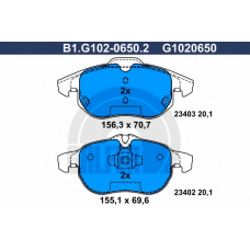 B1.G102-0650.2 GALFER Комплект тормозных колодок, дисковый тормоз
