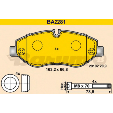 BA2281 BARUM Комплект тормозных колодок, дисковый тормоз