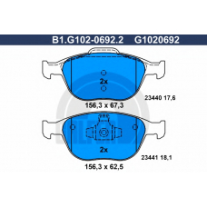 B1.G102-0692.2 GALFER Комплект тормозных колодок, дисковый тормоз