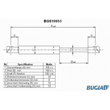 BGS10953 BUGIAD Газовая пружина, заднее стекло