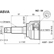 MZ-04 ASVA Шарнирный комплект, приводной вал