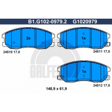 B1.G102-0979.2 GALFER Комплект тормозных колодок, дисковый тормоз