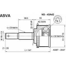 NS-43A42 ASVA Шарнирный комплект, приводной вал