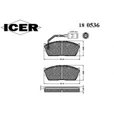 180536 ICER Комплект тормозных колодок, дисковый тормоз