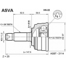 HN-22 ASVA Шарнирный комплект, приводной вал