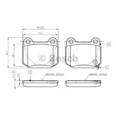 0 986 TB2 476 BOSCH Комплект тормозных колодок, дисковый тормоз